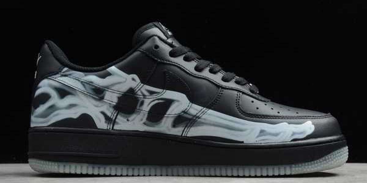 BQ7541-001 New Nike Air Force 1 Low “Skeleton” Black/Black-Black Sneakers Sale