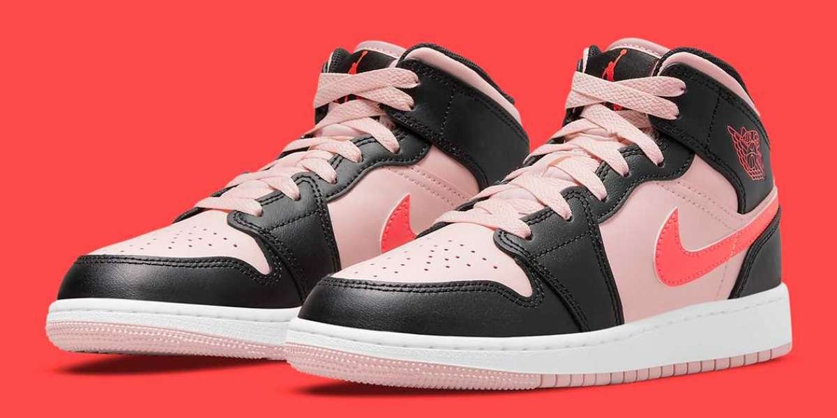 2021 Latest Air Jordan 1 Mid GS Crimson And Pink 554725-604