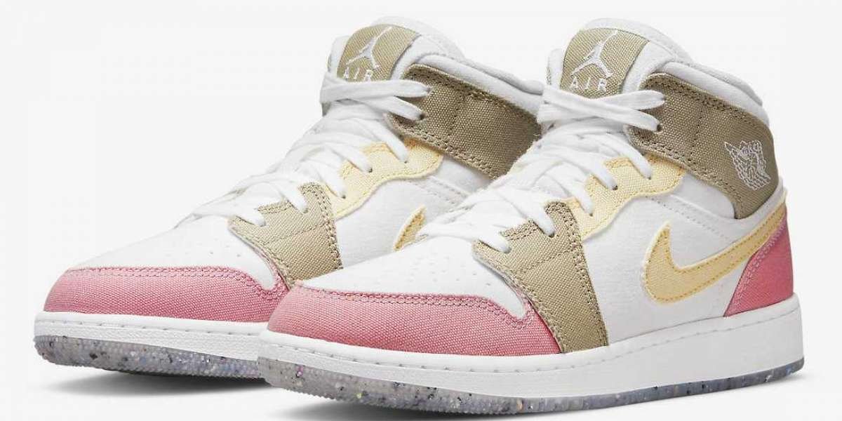 New Air Jordan 1 Mid GS Canvas DJ0338-100 Sweet candy atmosphere!